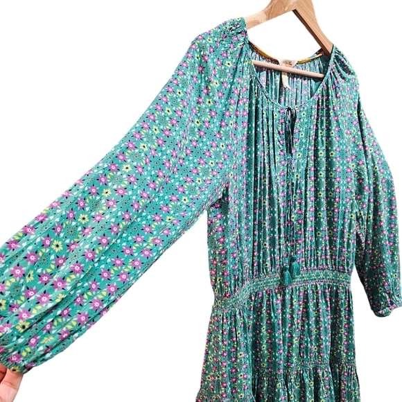 Matilda Jane Age Of Aquarius Floral Long Sleeve Peasant Dress Large Cottagecore - Picture 7 of 10